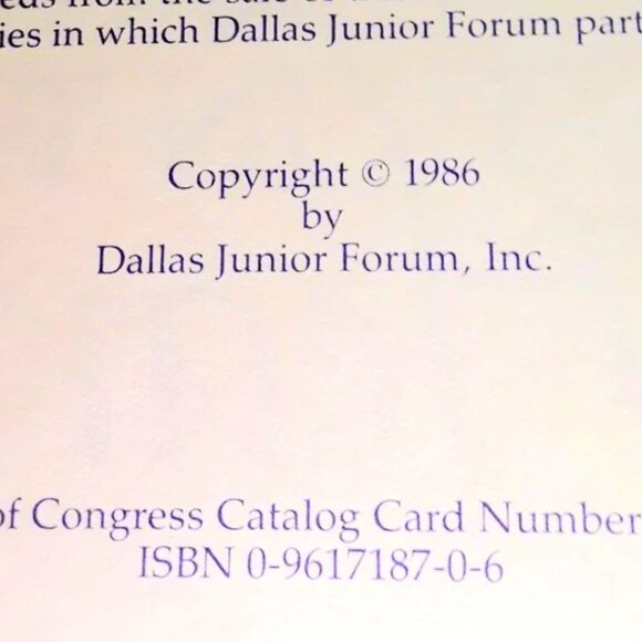 Vintage Deep in the Heart Cookbook Dallas Junior Forum 2nd Printing 1987 - Picture 2 of 13